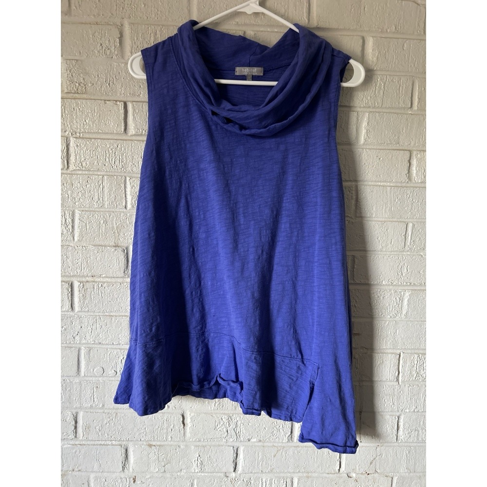 Habitat Clothes to Live In Purple Slub Sleeveless Cowl Neck Asymmetrical Shirt L
